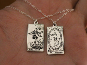 22 CARDS: Large Tarot Card Necklace | Best Friend Birthday Gift | Sterling Silver Tarot Card Necklace | Celestial Mystic Witch Jewelry