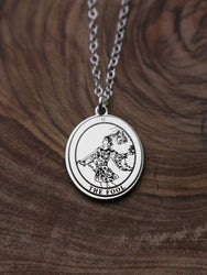 Round The Fool Tarot Card Necklace | Best Friend Birthday Gift | Tarot Card Necklace | Celestial Mystical Amulet | Dainty Witch Necklace