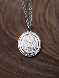 Round The Moon Tarot Card Necklace | Best Friend Birthday Gift | Tarot Card Necklace | Celestial Mystical Amulet | Dainty Witch Necklace