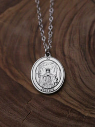 Round Justice Tarot Card Necklace | Best Friend Birthday Gift | Tarot Card Necklace | Celestial Mystical Amulet | Dainty Witch Necklace
