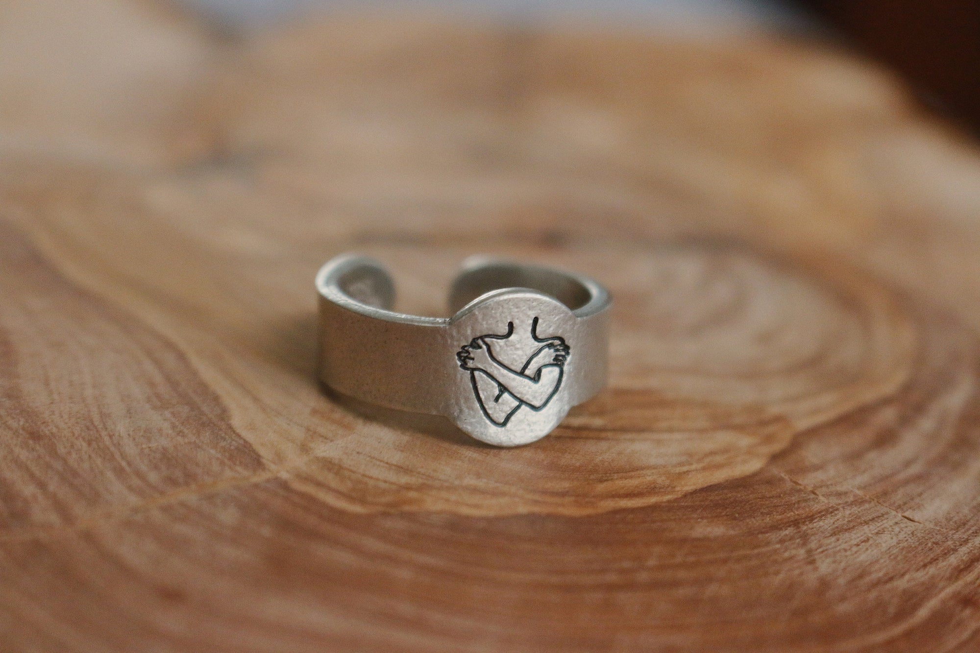 Self Love Ring | I Am Enough Inspirational Jewelry | Best Friend Birthday Gift | Rustic Love Yourself Hug Signet Ring | Be Kind To Your Mind