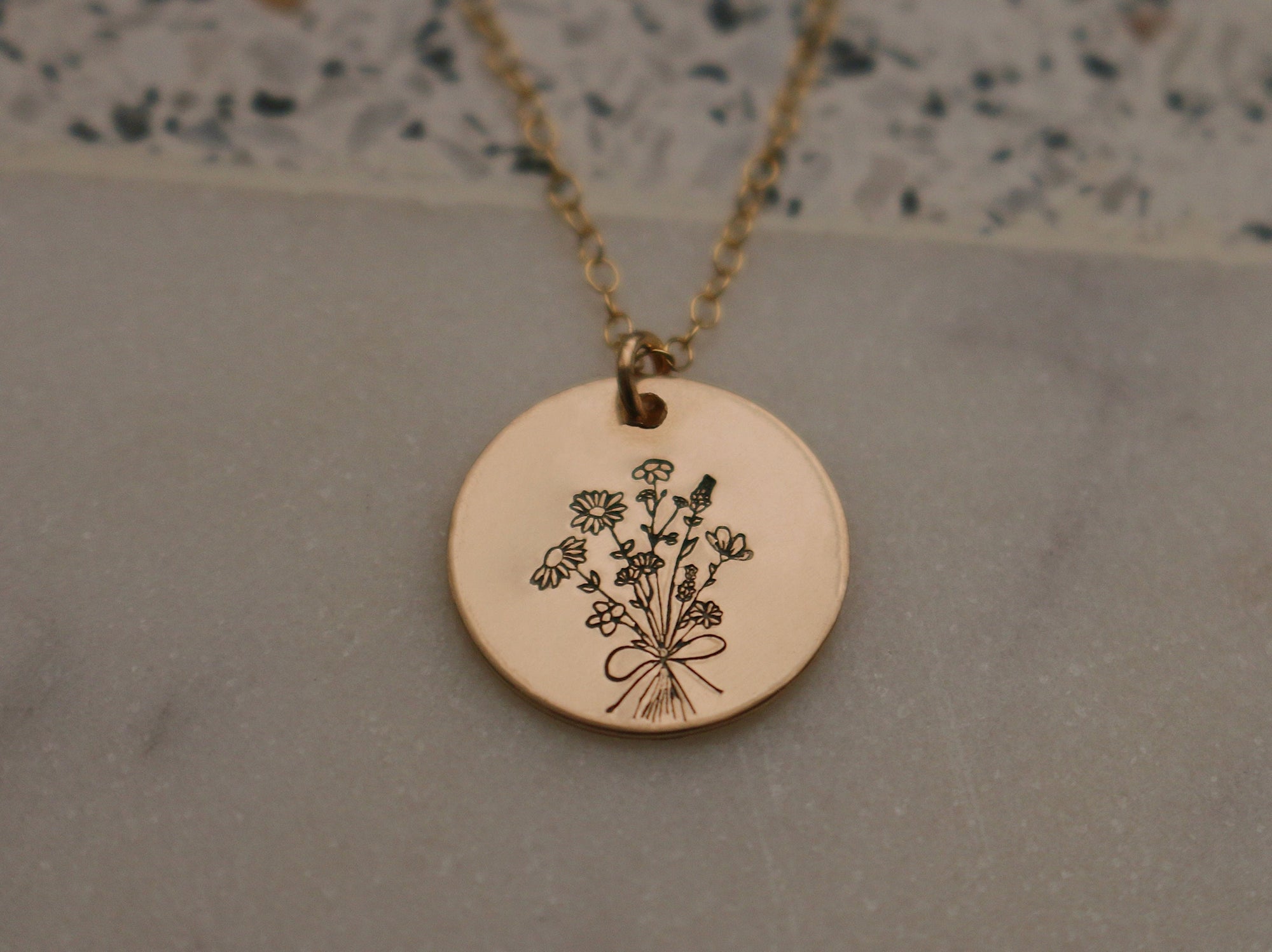 Wildflower Bouquet Gold Necklace | Rustic Floral Necklace | Best Friend Birthday Gift | Mother's Day Gift | Wild Flower Jewelry