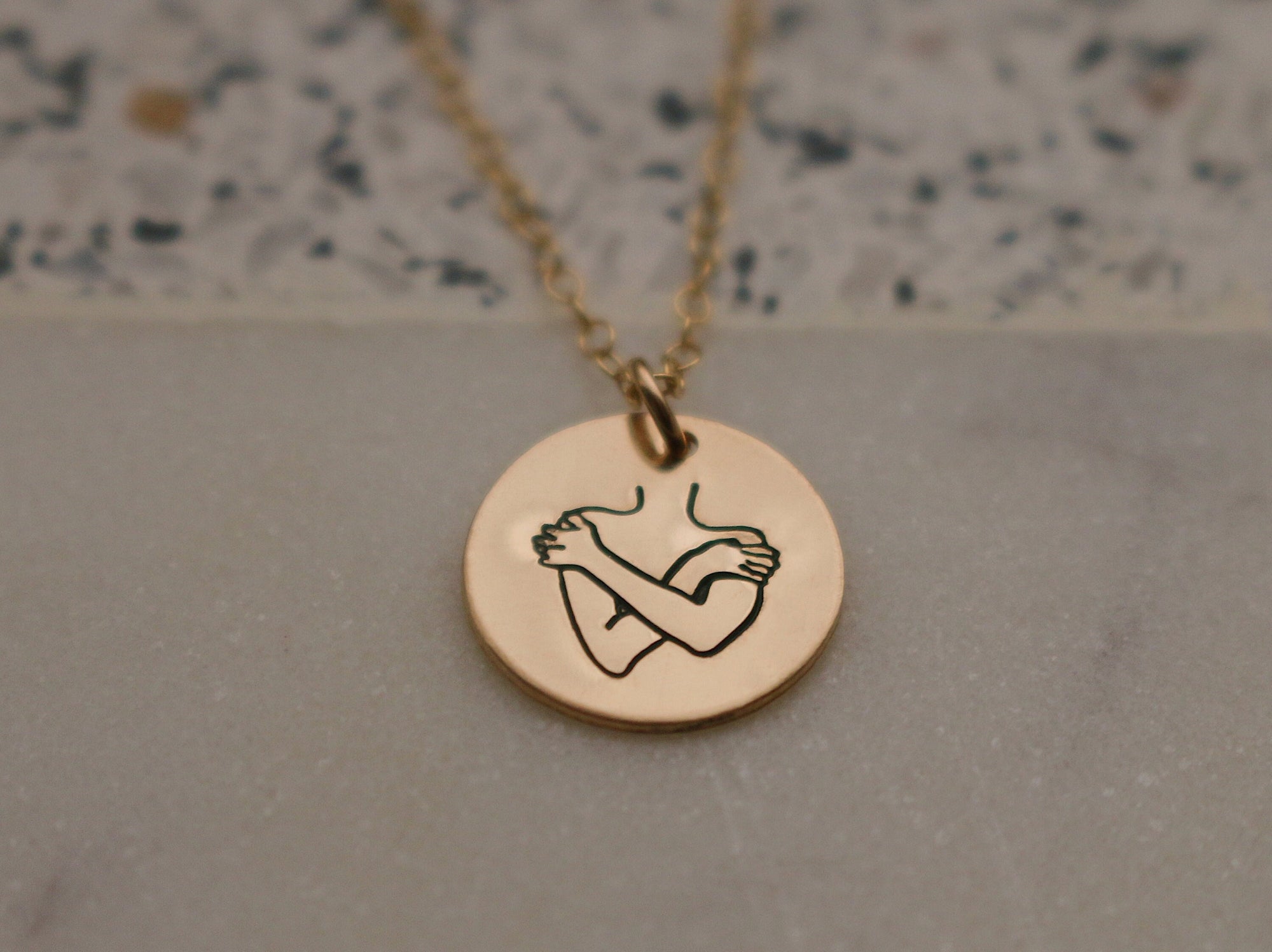 Self Love Gold Necklace | I Am Enough Inspirational Jewelry | Best Friend Birthday Gift | Rustic Love Yourself Hug | Be Kind To Your Mind