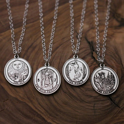 22 CARDS: Dainty Tarot Card Amulet Sterling Charm Necklace | Best Friend Birthday Gift | Round Tarot Card Necklace | Celestial Mystical