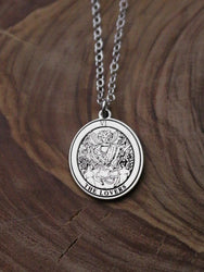 Round The Lovers Tarot Card Necklace | Best Friend Birthday Gift | Tarot Card Necklace | Celestial Mystic Jewelry | Dainty Witch Necklace