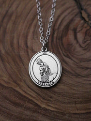 Round Strength Tarot Card Necklace | Best Friend Birthday Gift | Tarot Card Necklace | Celestial Mystical Amulet | Dainty Witch Necklace