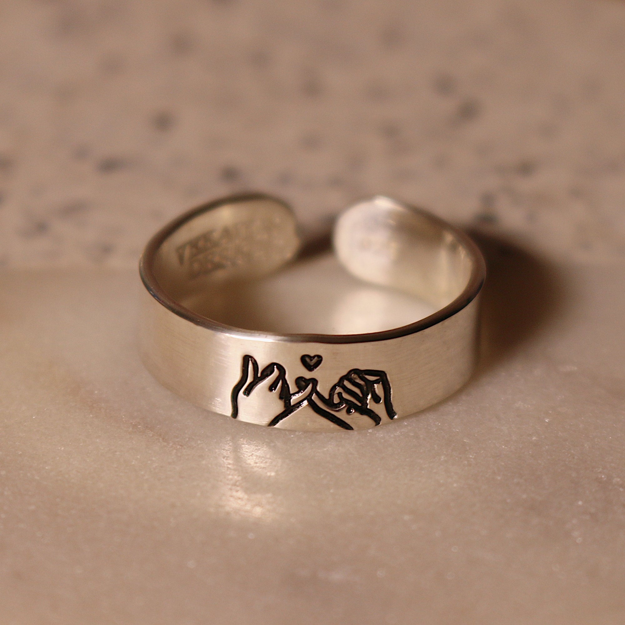 Pinky Swear Heart Ring | Best Friend Birthday Gift | Promise Ring for Couples | Friendship Ring | Male Promise Ring | Everyday Jewelry