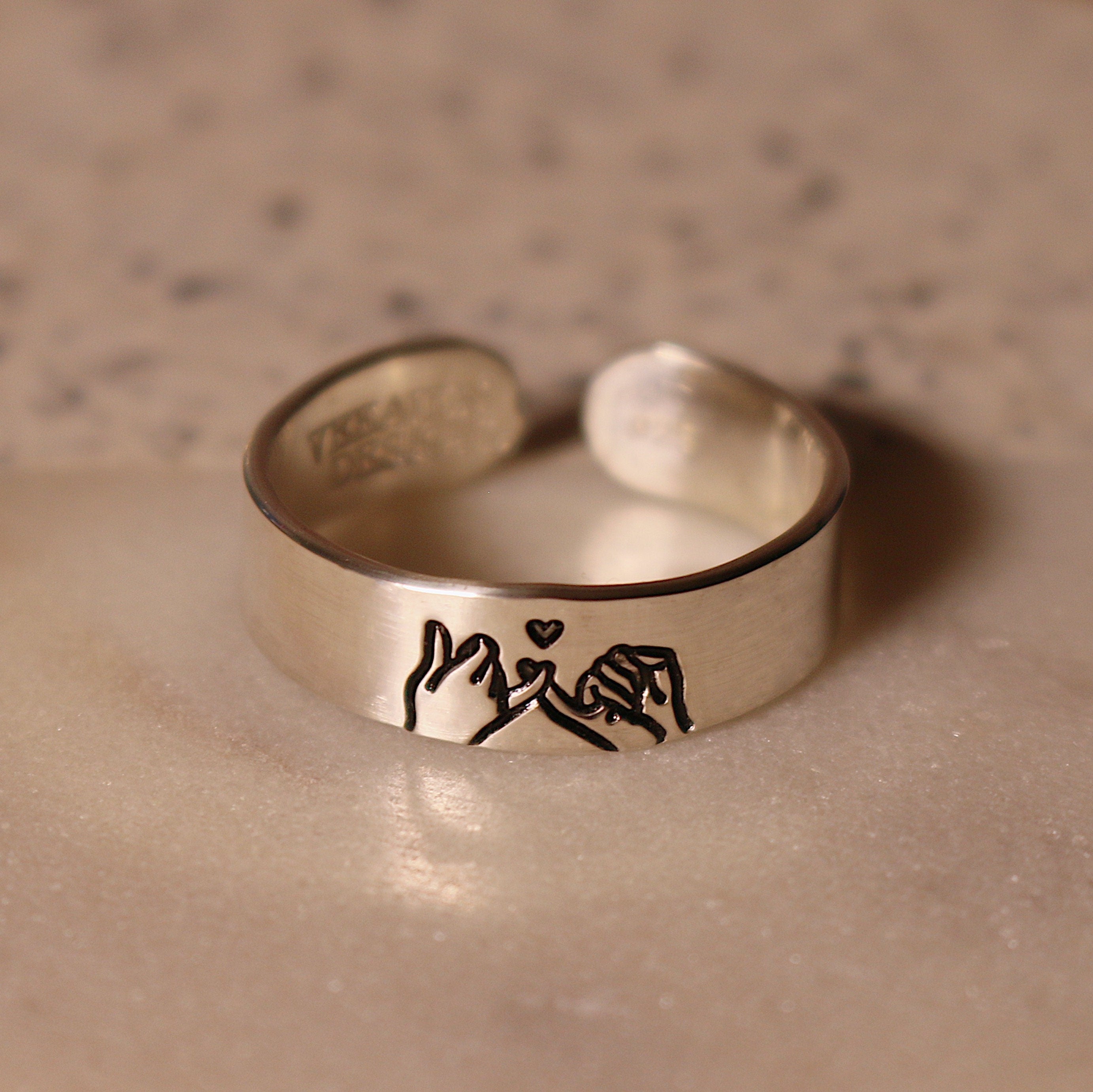 Pinky Swear Heart Ring | Best Friend Birthday Gift | Promise Ring for Couples | Friendship Ring | Male Promise Ring | Everyday Jewelry