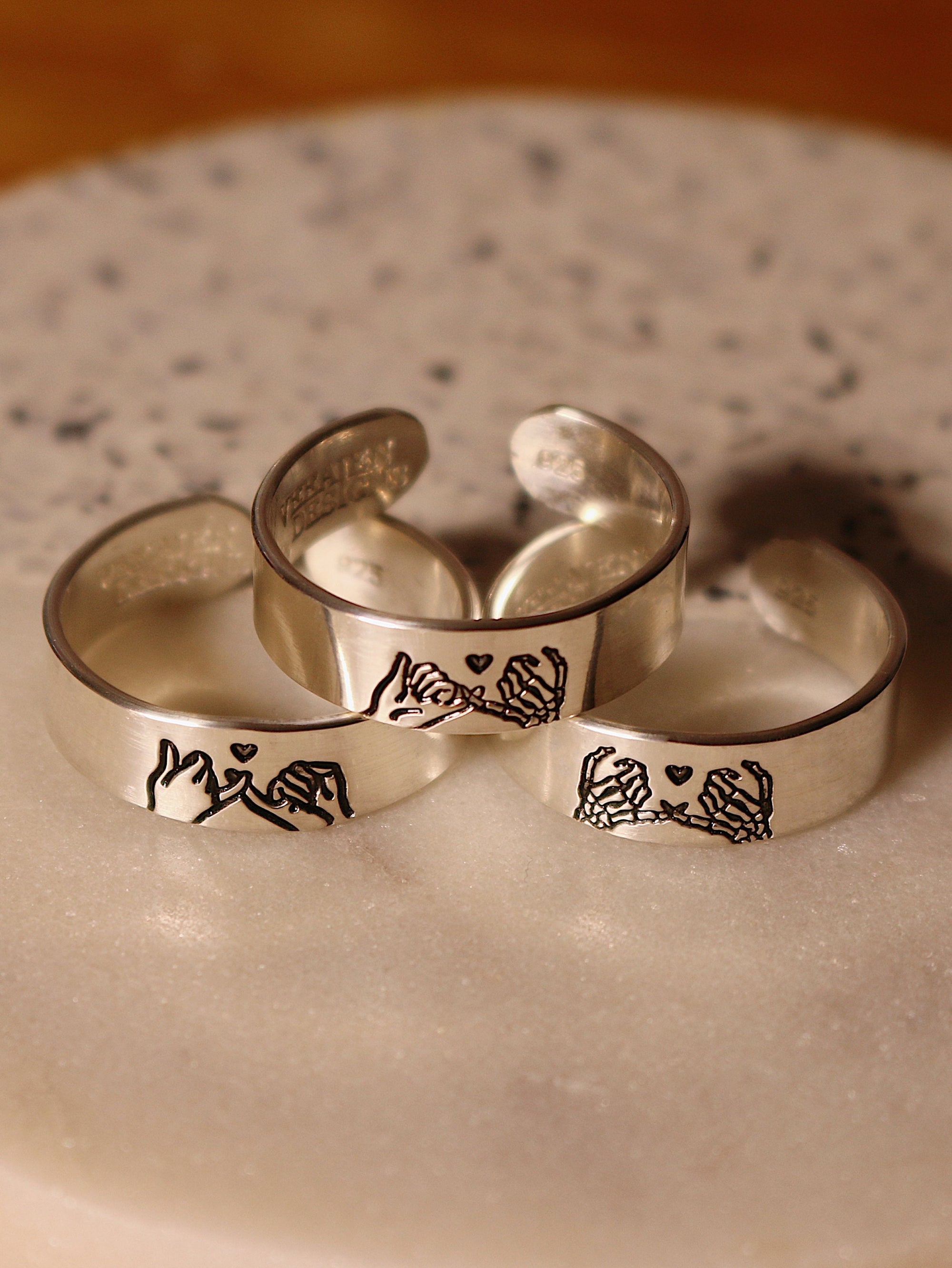 Skeleton Pinky Swear Heart Ring | Best Friend Birthday Gift | Promise Ring for Couples | Friendship Ring | Everyday Jewelry | Goth Pinky