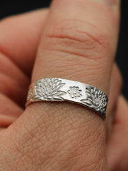 Water Lily Ring | July Birth Flower Ring | Wildflower | Best Friend Gift | 14k Gold Filled or Sterling | Floral Jewelry | July Birth Ring