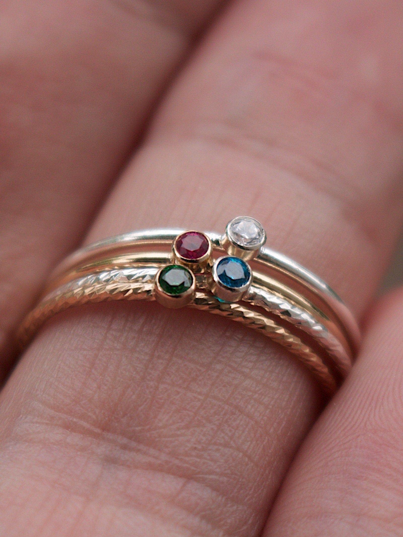 Birthstone Stacking Ring | Personalized Birth Month | Best Friend Birthday | Stackable Birth Stone Ring | Mom Crystal Stack | Valentines Day