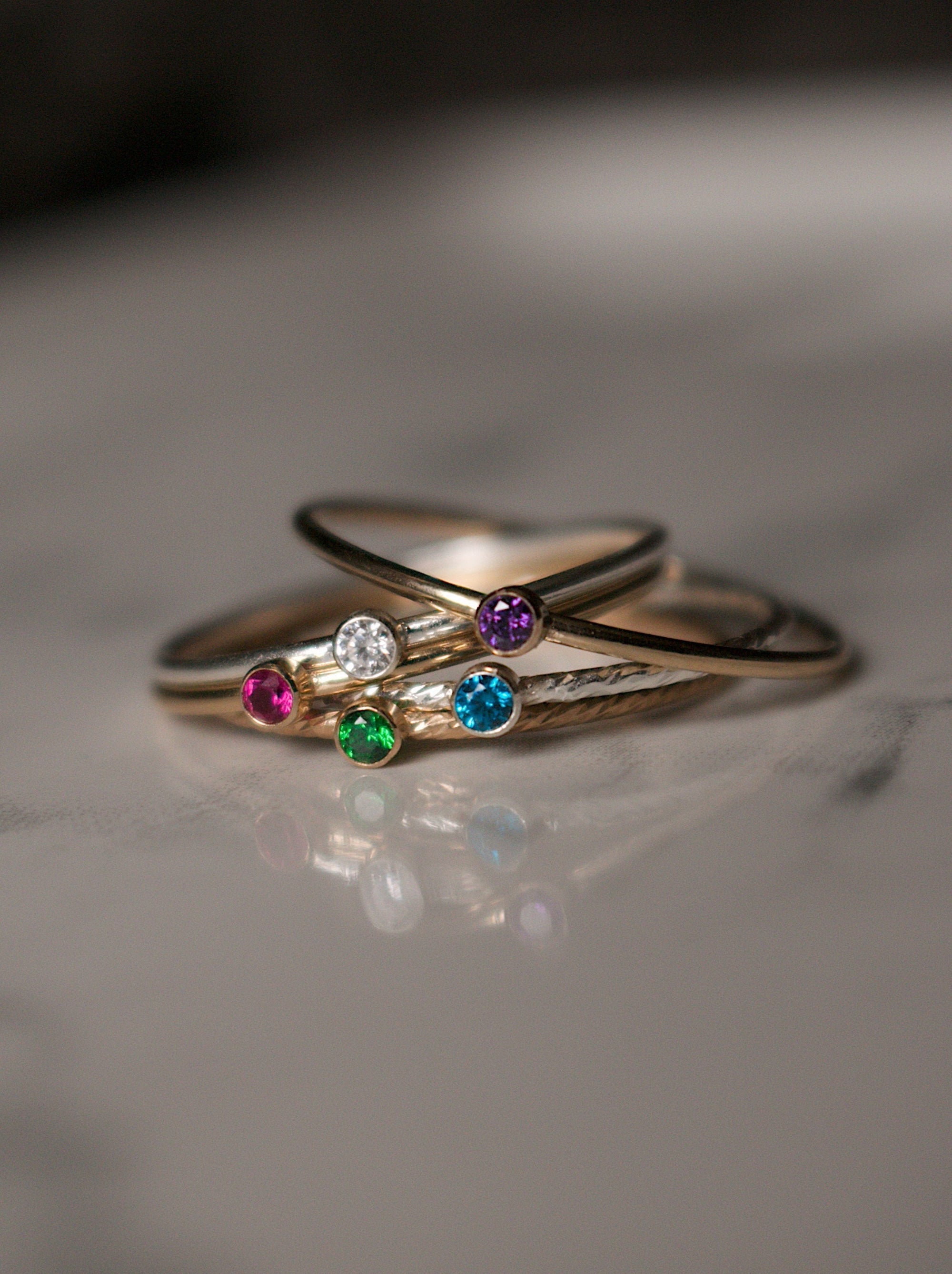 Birthstone Stacking Ring | Personalized Birth Month | Best Friend Birthday | Stackable Birth Stone Ring | Mom Crystal Stack | Valentines Day