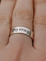 Gay Crisis Ring | Gay Pride Jewelry | LGBTQ Friend Gift | Pride Jewelry | LGBTQ+ Pride Ring | Funny Gay Jewelry | Sarcastic Gay Gift