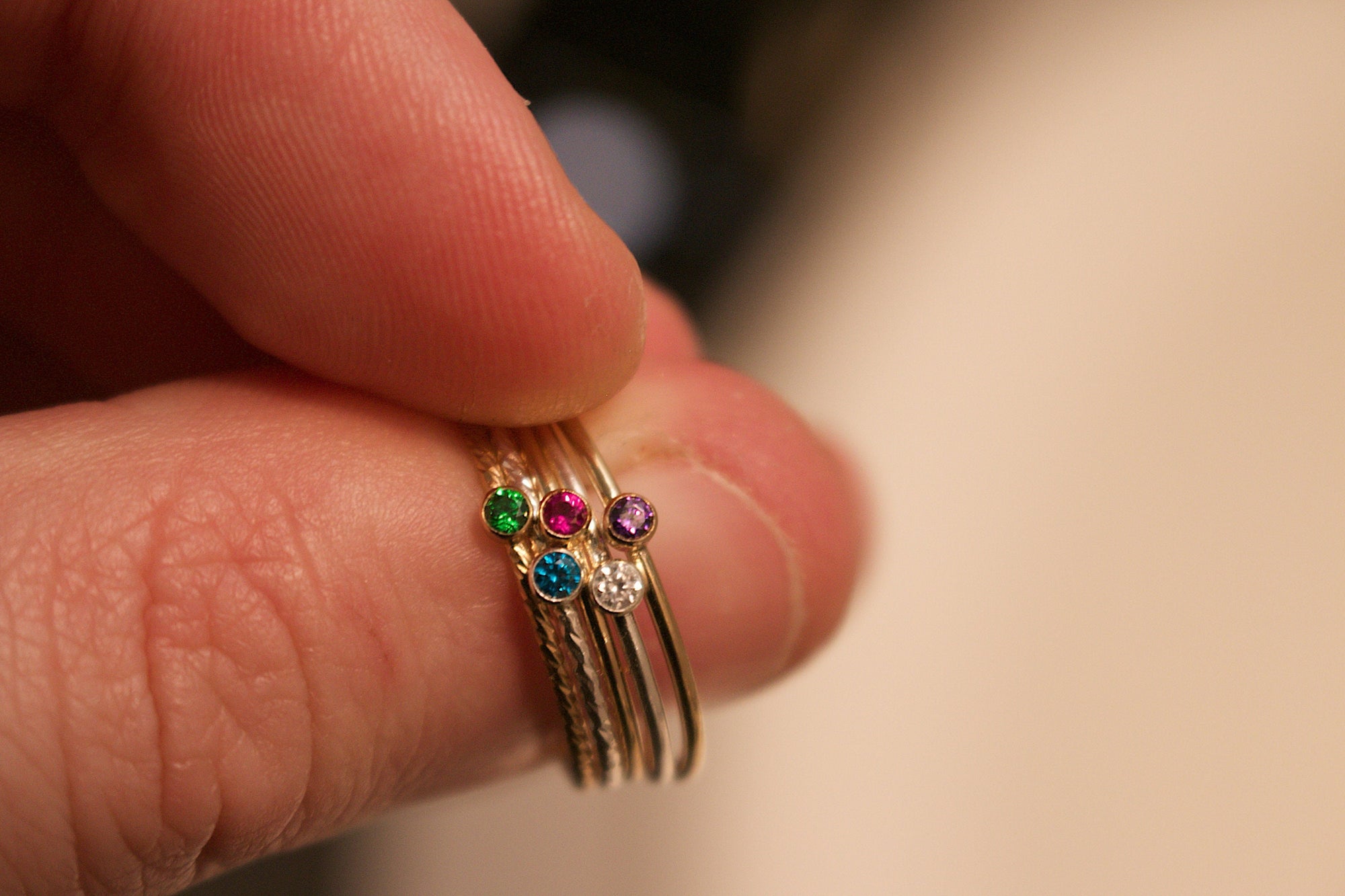 Birthstone Stacking Ring | Personalized Birth Month | Best Friend Birthday | Stackable Birth Stone Ring | Mom Crystal Stack | Valentines Day