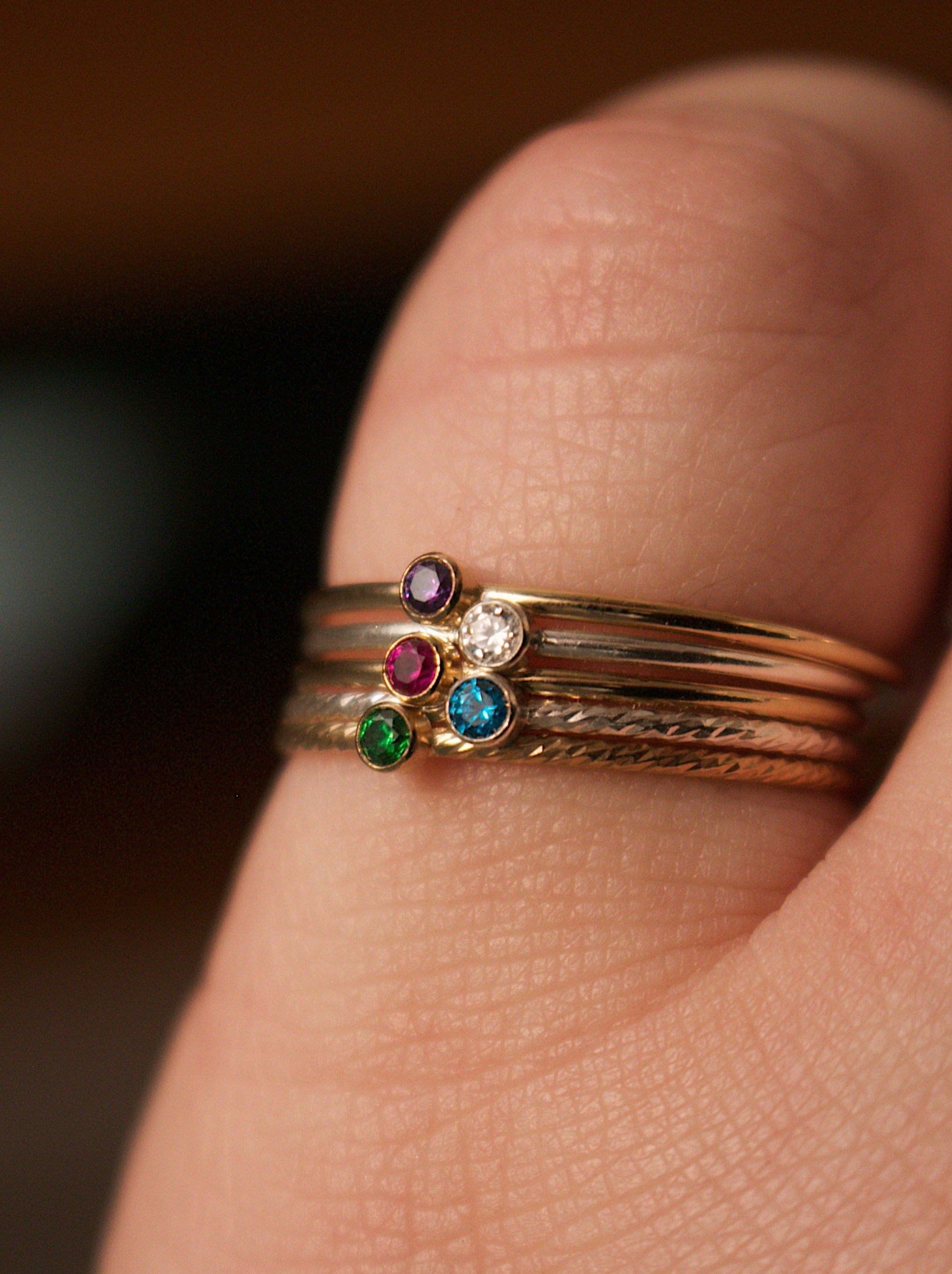 Birthstone Stacking Ring | Personalized Birth Month | Best Friend Birthday | Stackable Birth Stone Ring | Mom Crystal Stack | Valentines Day