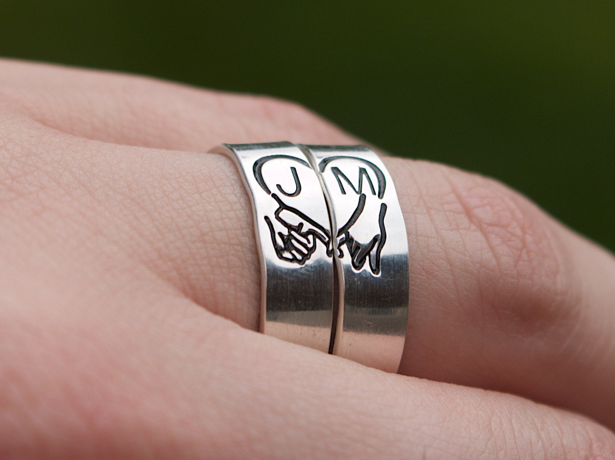 Pinky Promise Couple Ring | Friendship Rings | Matching Ring Set | Custom Pinky Swear Initial Ring Set | Best Friend Gift | Couples Rings