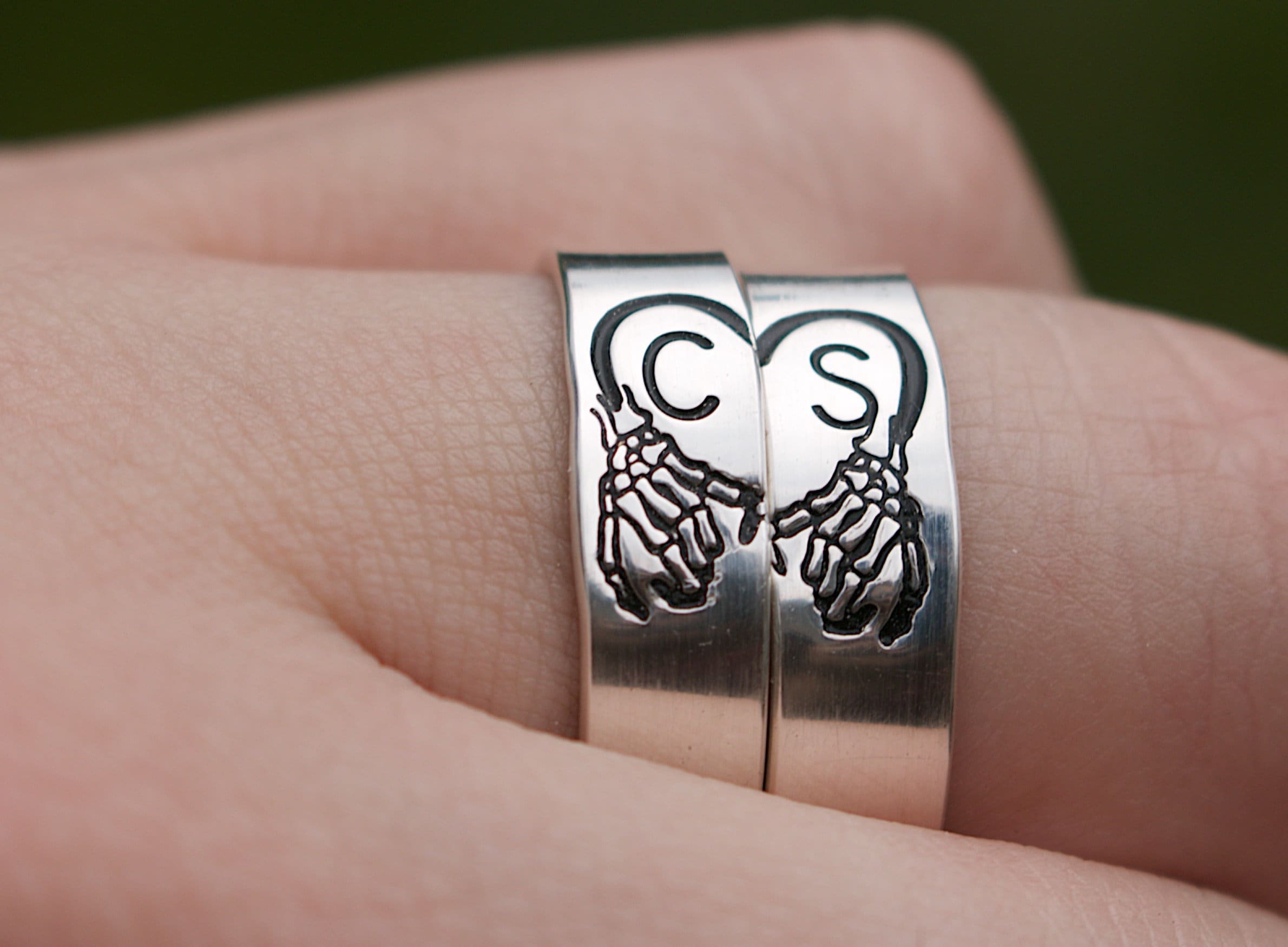 Skeleton Pinky Promise Couple Ring | Friendship Rings | Matching Ring Set | Custom Pinky Swear Initial Ring Set | Best Friend Rings Gift