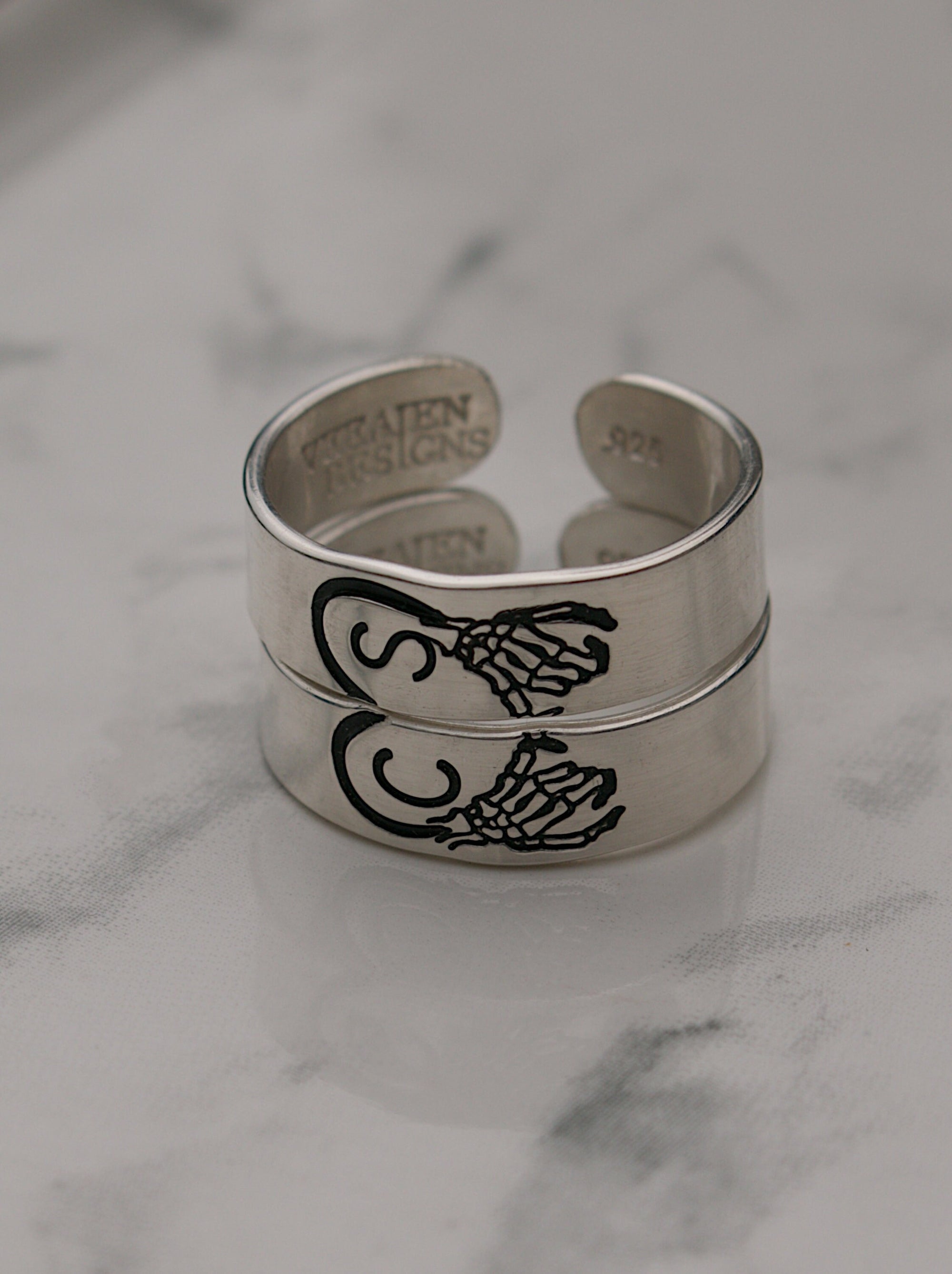 Skeleton Pinky Promise Couple Ring | Friendship Rings | Matching Ring Set | Custom Pinky Swear Initial Ring Set | Best Friend Rings Gift