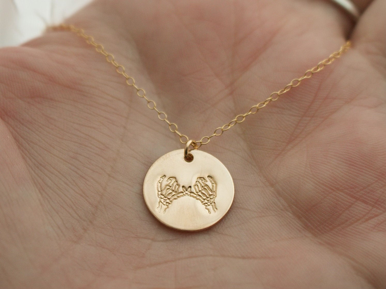 Skeleton Pinky Swear Gold Charm Necklace | Pinky Promise Necklace | Best Friend Necklace | Dainty Gold Necklace | Gold Everyday Jewelry