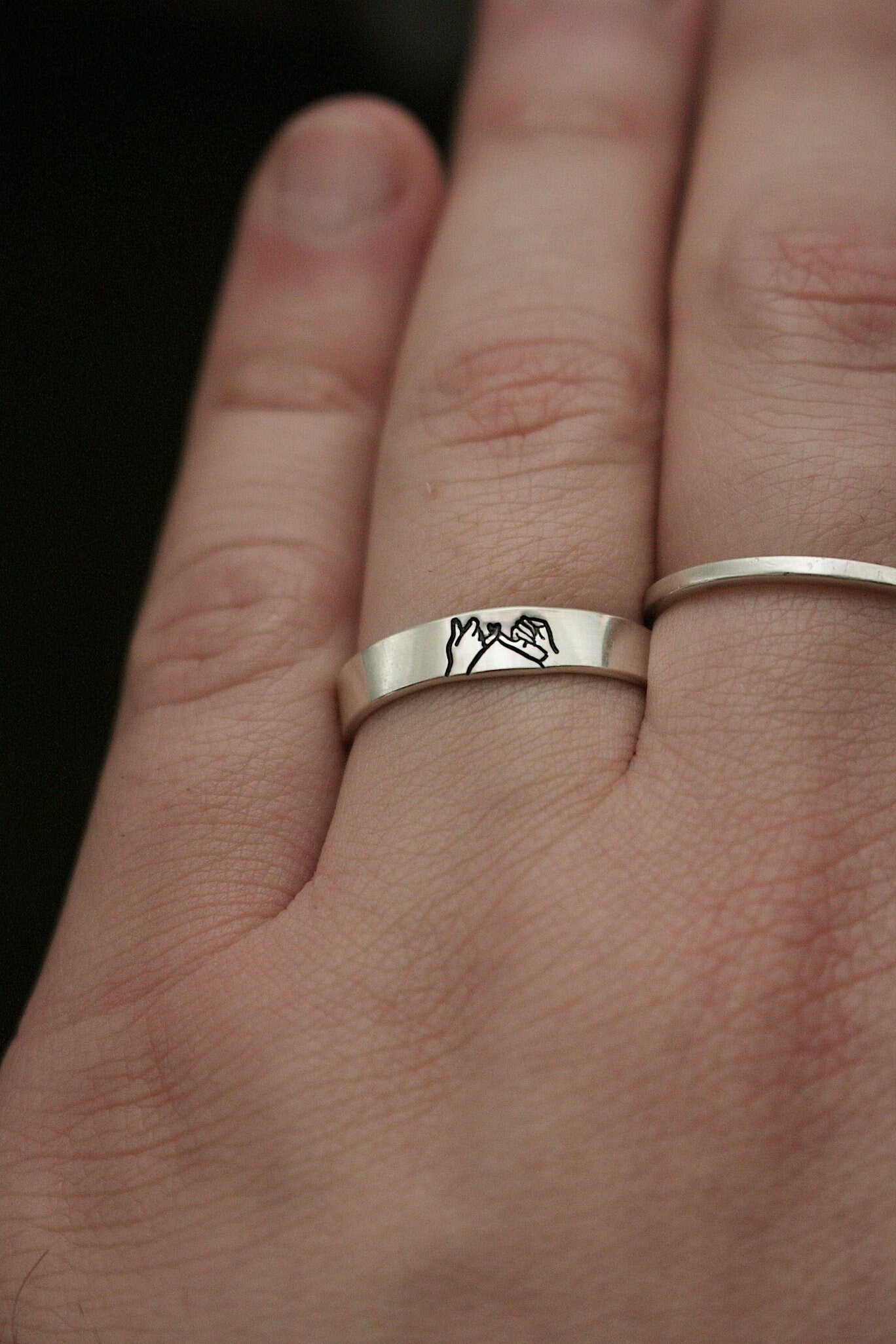 Dainty Pinky Swear Stacking Ring | Pinky Promise Ring | Best Friend Birthday Gifts | Everyday Silver Ring | Couples Promise Ring