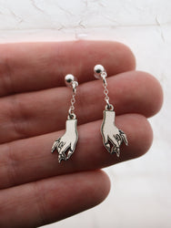 Dainty Witchy Hands Sterling Silver Dangle Earrings | Best Friend Gift | Statement Earrings | Tarot Card Earrings | Mystic Jewelry
