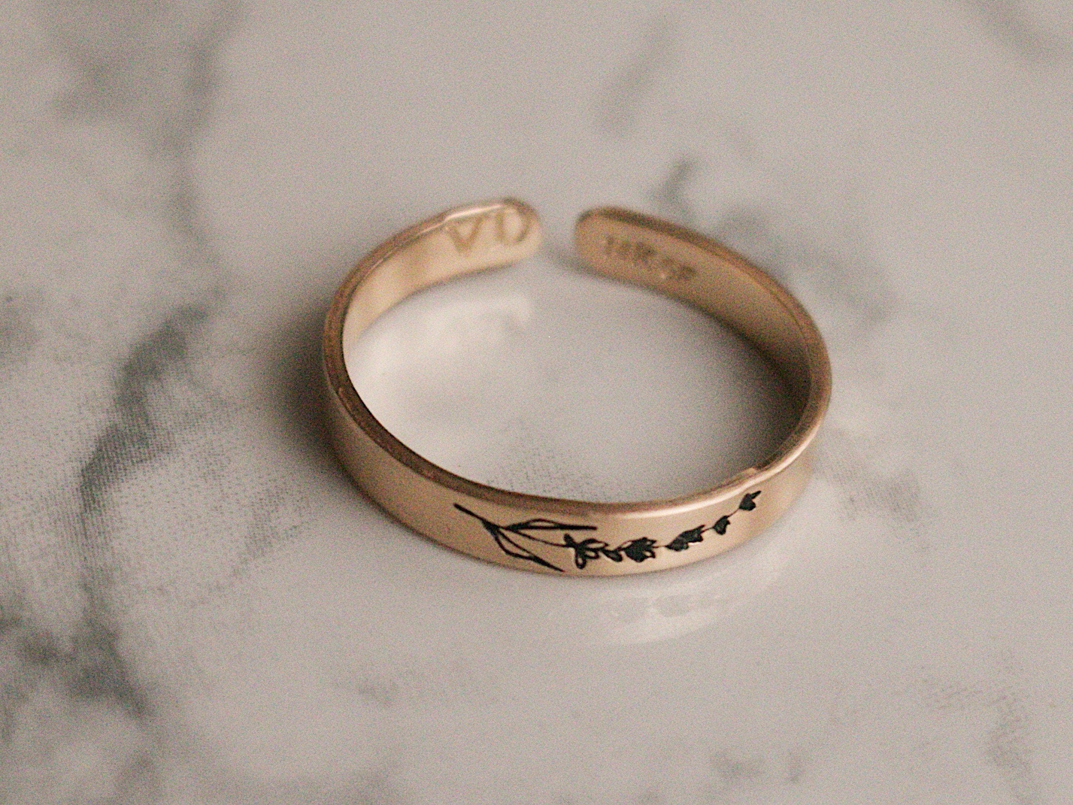 Lavender Gold Minimalist Stacking Ring | Birth Flower Ring | Wildflower | Best Friend BFFs | Dainty Gold Ring | Best Friend Birthday Gift