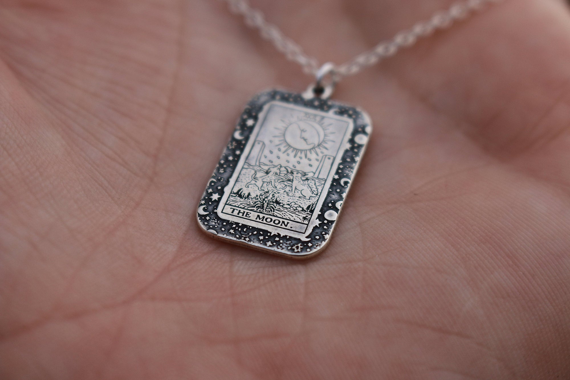 22 CARDS: Dainty Tarot Card Celestial Border Charm Necklace | Best Friend Birthday Gift | Tarot Card Necklace | Celestial Mystic Jewelry
