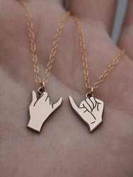 Matching 2 Necklace Gold Filled Pinky Swear Necklace Set | Best Friend Birthday Gift | Pinky Swear Couples Jewelry | Christmas Gift