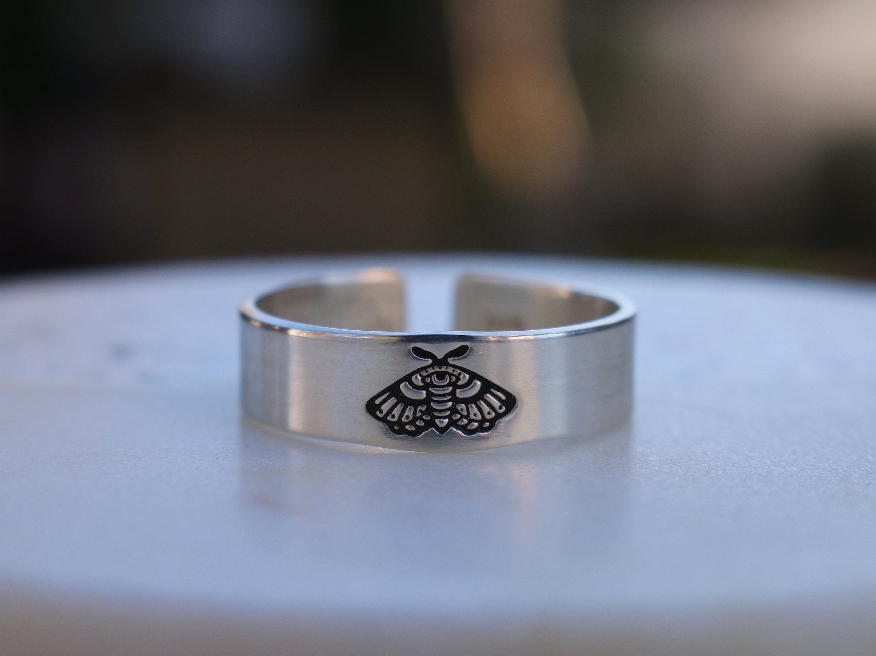 Moth Adjustable Stacking Ring | Goth Ring | Best Friend BFF | Dainty Silver Witch Ring | Halloween Skeleton | Luna Moth Jewelry