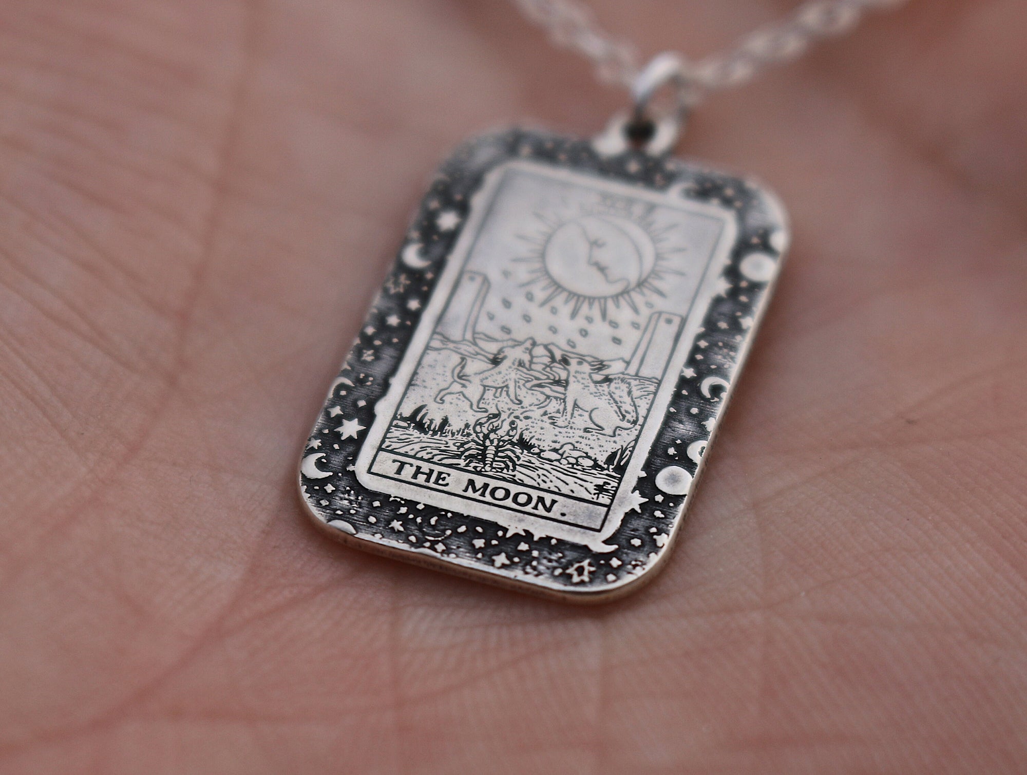 22 CARDS: Dainty Tarot Card Celestial Border Charm Necklace | Best Friend Birthday Gift | Tarot Card Necklace | Celestial Mystic Jewelry