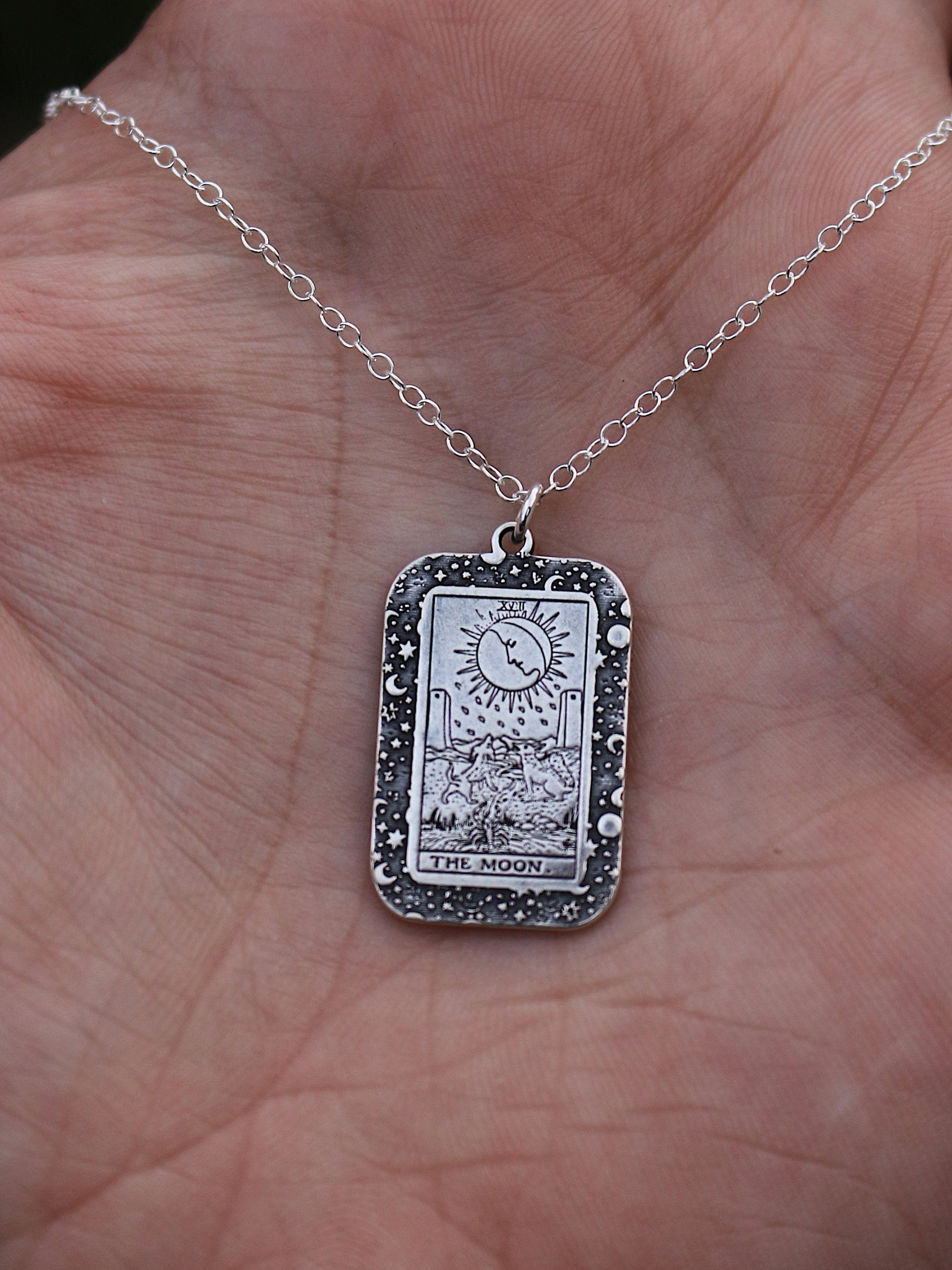 22 CARDS: Dainty Tarot Card Celestial Border Charm Necklace | Best Friend Birthday Gift | Tarot Card Necklace | Celestial Mystic Jewelry