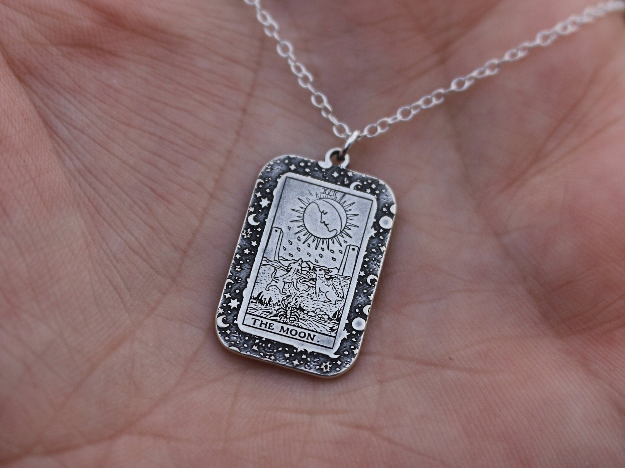 22 CARDS: Dainty Tarot Card Celestial Border Charm Necklace | Best Friend Birthday Gift | Tarot Card Necklace | Celestial Mystic Jewelry
