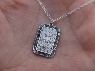 22 CARDS: Dainty Tarot Card Celestial Border Charm Necklace | Best Friend Birthday Gift | Tarot Card Necklace | Celestial Mystic Jewelry