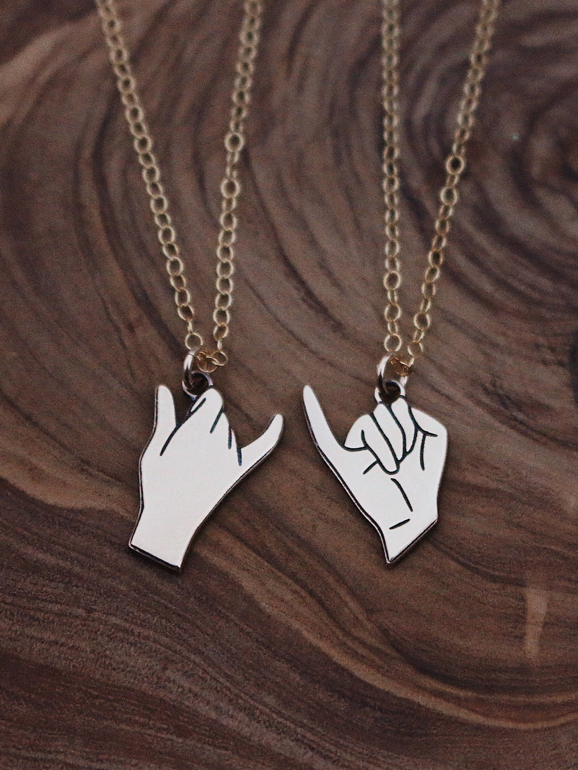 Matching 2 Necklace Gold Filled Pinky Swear Necklace Set | Best Friend Birthday Gift | Pinky Swear Couples Jewelry | Christmas Gift