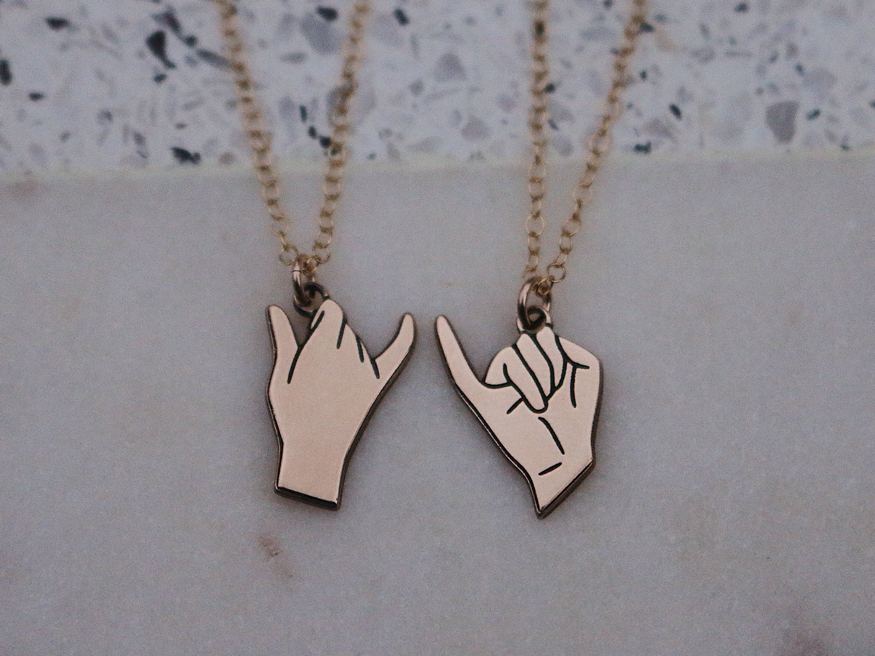Matching 2 Necklace Gold Filled Pinky Swear Necklace Set | Best Friend Birthday Gift | Pinky Swear Couples Jewelry | Christmas Gift