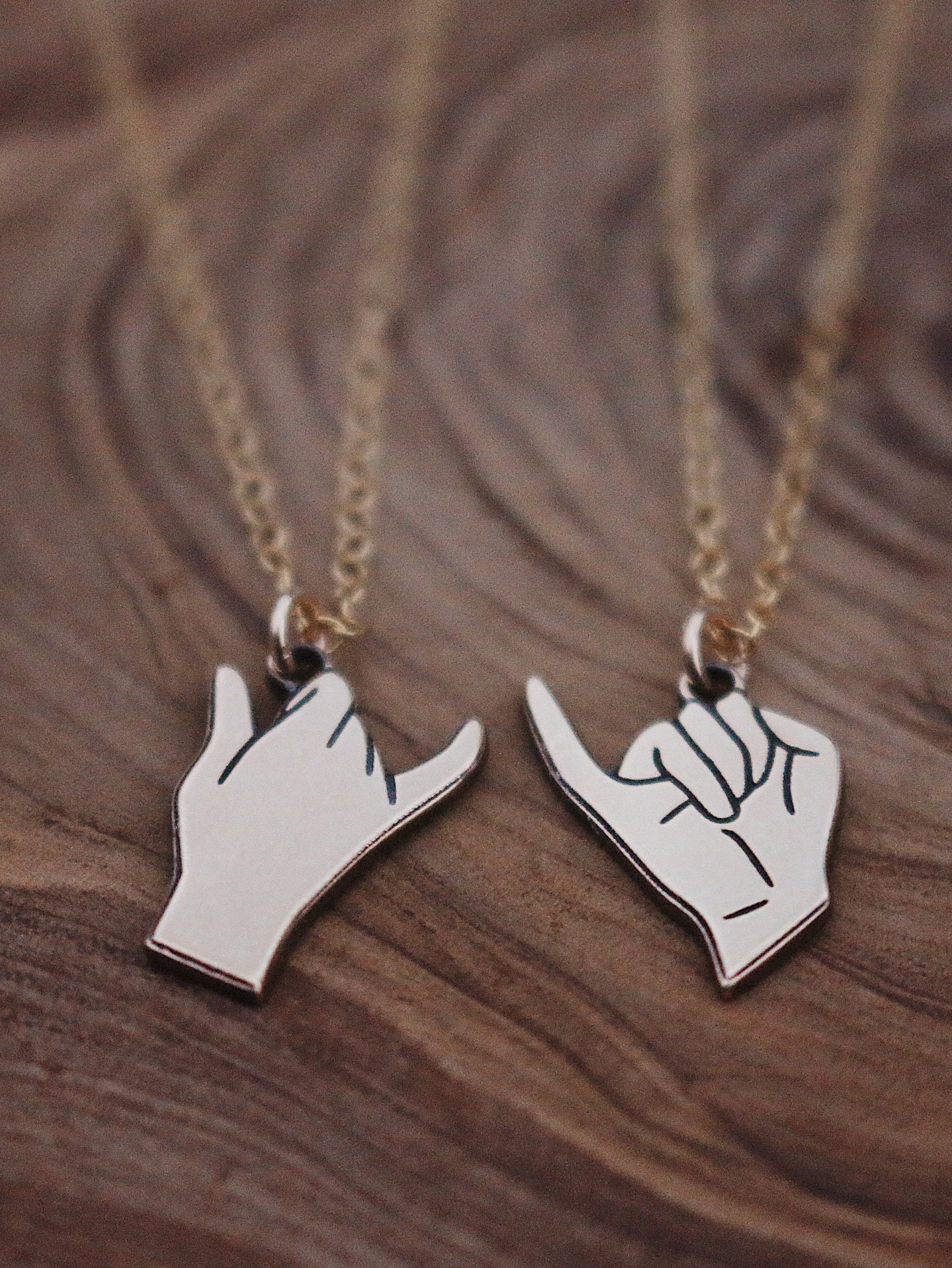 Matching 2 Necklace Gold Filled Pinky Swear Necklace Set | Best Friend Birthday Gift | Pinky Swear Couples Jewelry | Christmas Gift