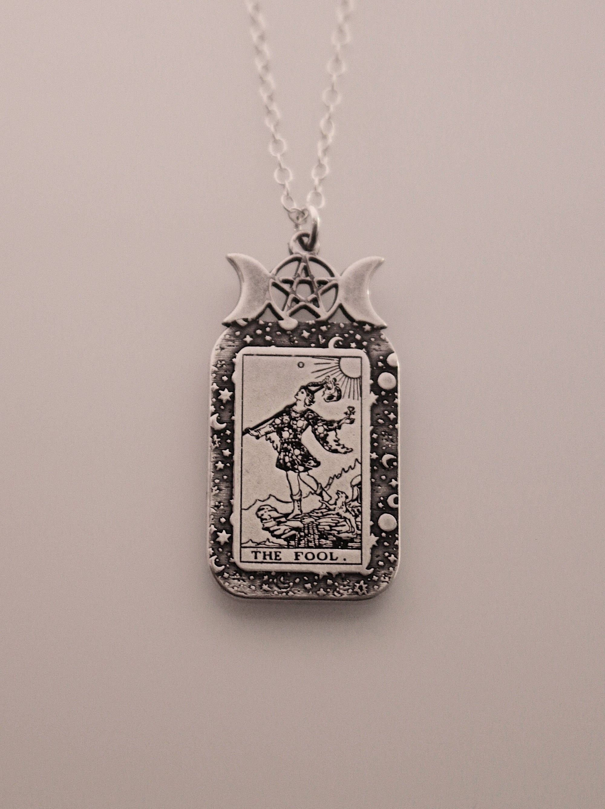The Fool Tarot Card Necklace | Best Friend Birthday Gift | Tarot Card Necklace | Celestial Triple Moon Goddess Jewelry | Witch Necklace