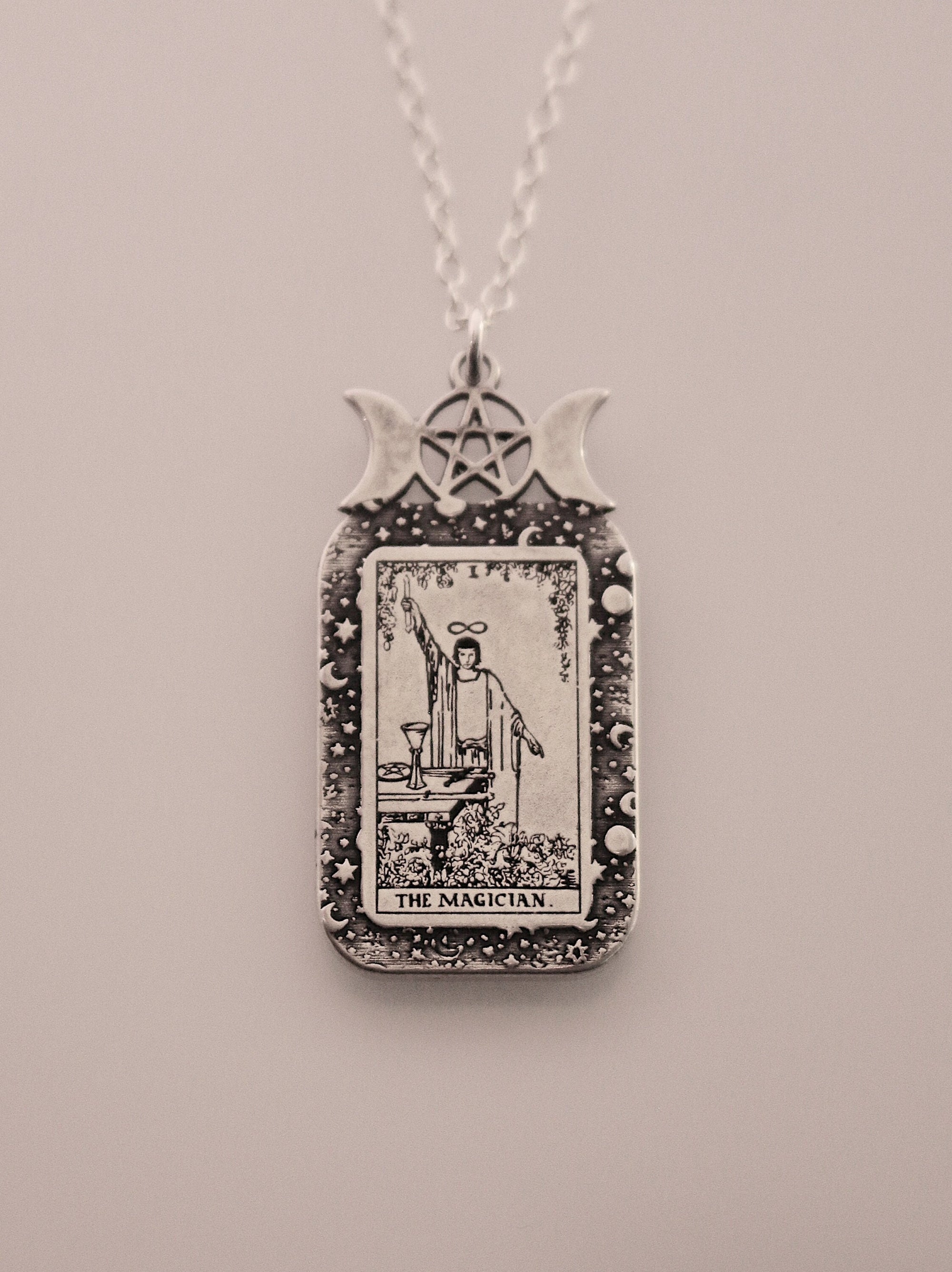 The Magician Tarot Card Necklace | Best Friend Birthday Gift | Tarot Card Necklace | Celestial Triple Moon Goddess Jewelry | Witch Necklace