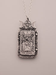 The Lovers Tarot Card Necklace | Best Friend Birthday Gift | Tarot Card Necklace | Celestial Triple Moon Goddess Jewelry | Witch Necklace
