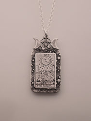 The Moon Tarot Card Necklace | Best Friend Birthday Gift | Tarot Card Necklace | Celestial Triple Moon Goddess Jewelry | Witch Necklace