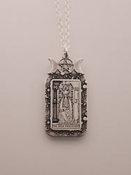 The High Priestess Tarot Card Necklace | Best Friend Birthday Gift | Tarot Card Necklace | Celestial Triple Moon Goddess Jewelry | Witch