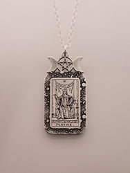 Justice Tarot Card Necklace | Best Friend Birthday Gift | Tarot Card Necklace | Celestial Triple Moon Goddess Jewelry | Witch Necklace