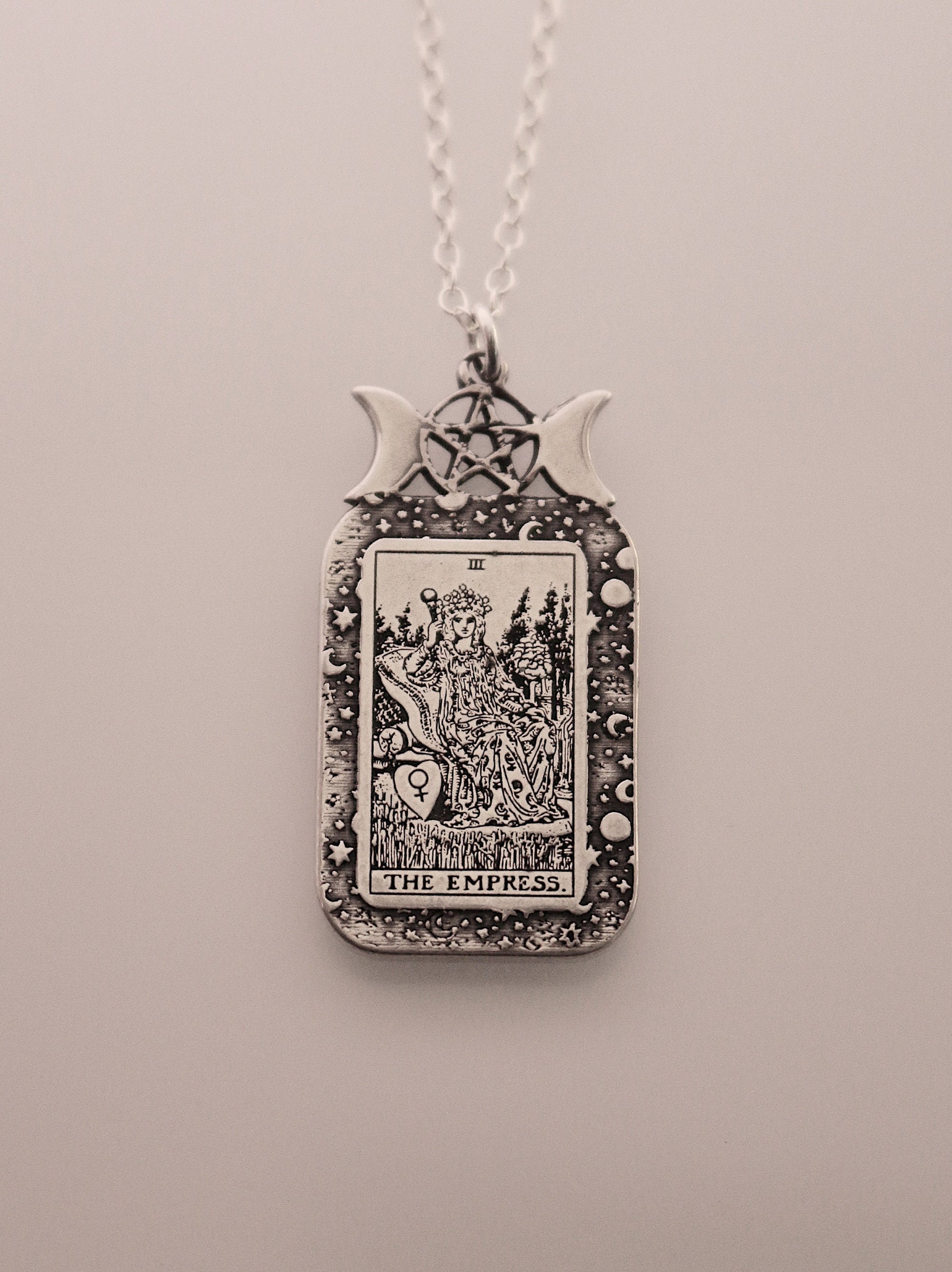 The Empress Tarot Card Necklace | Best Friend Birthday Gift | Tarot Card Necklace | Celestial Triple Moon Goddess Jewelry | Witch Necklace