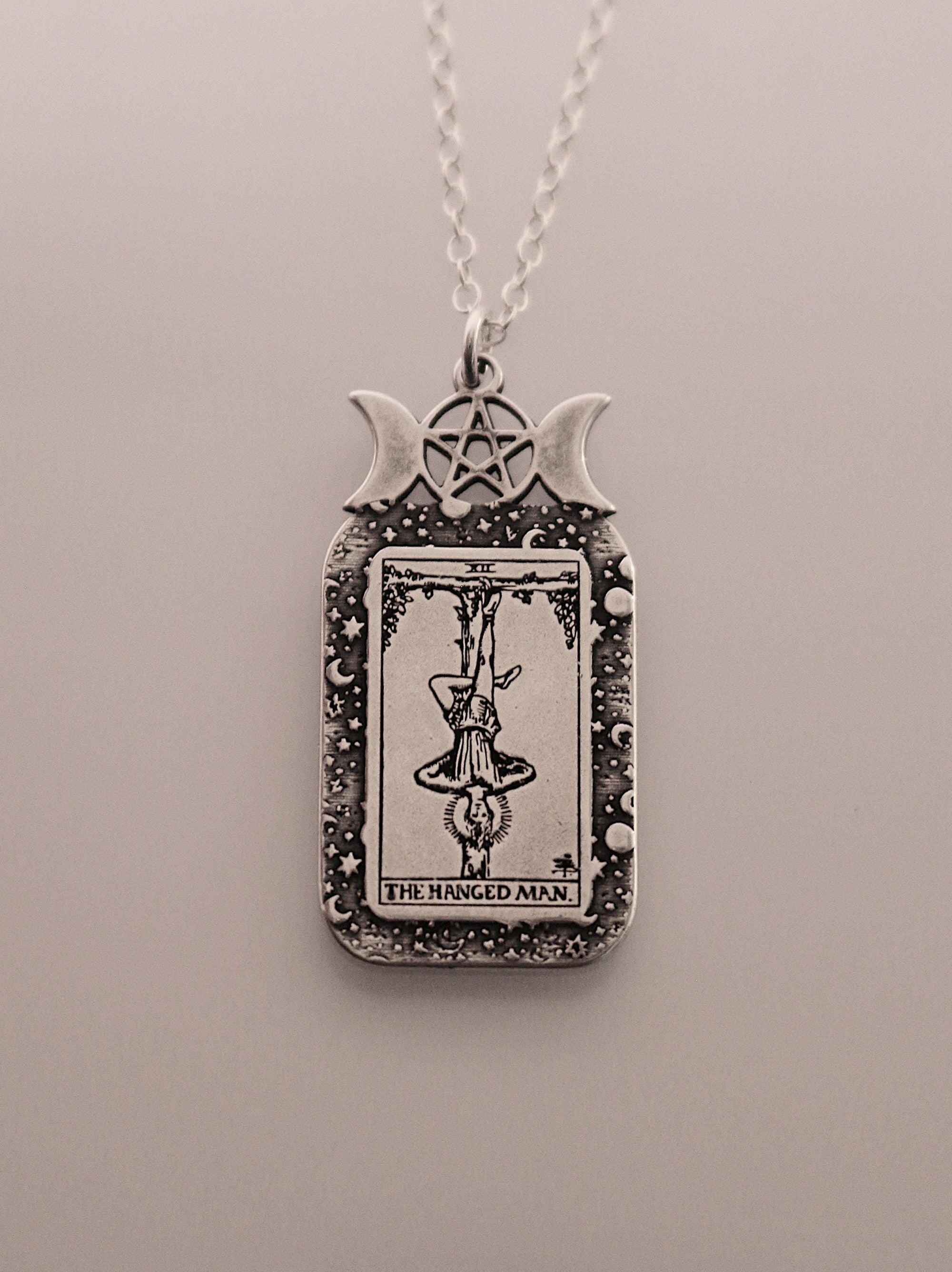 The Hanged Man Tarot Card Necklace | Best Friend Birthday Gift | Tarot Card Necklace | Celestial Triple Moon Goddess Jewelry | Witch