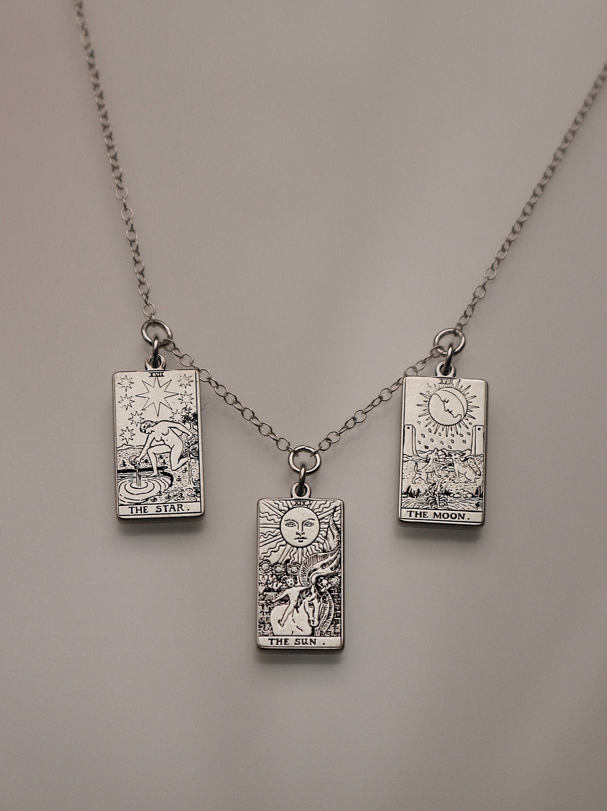 CHOOSE YOUR SPREAD: Dainty Tarot Card Sterling Silver Charm Necklace | Best Friend Birthday Gift | Celestial Mystic Tarot Card Necklace