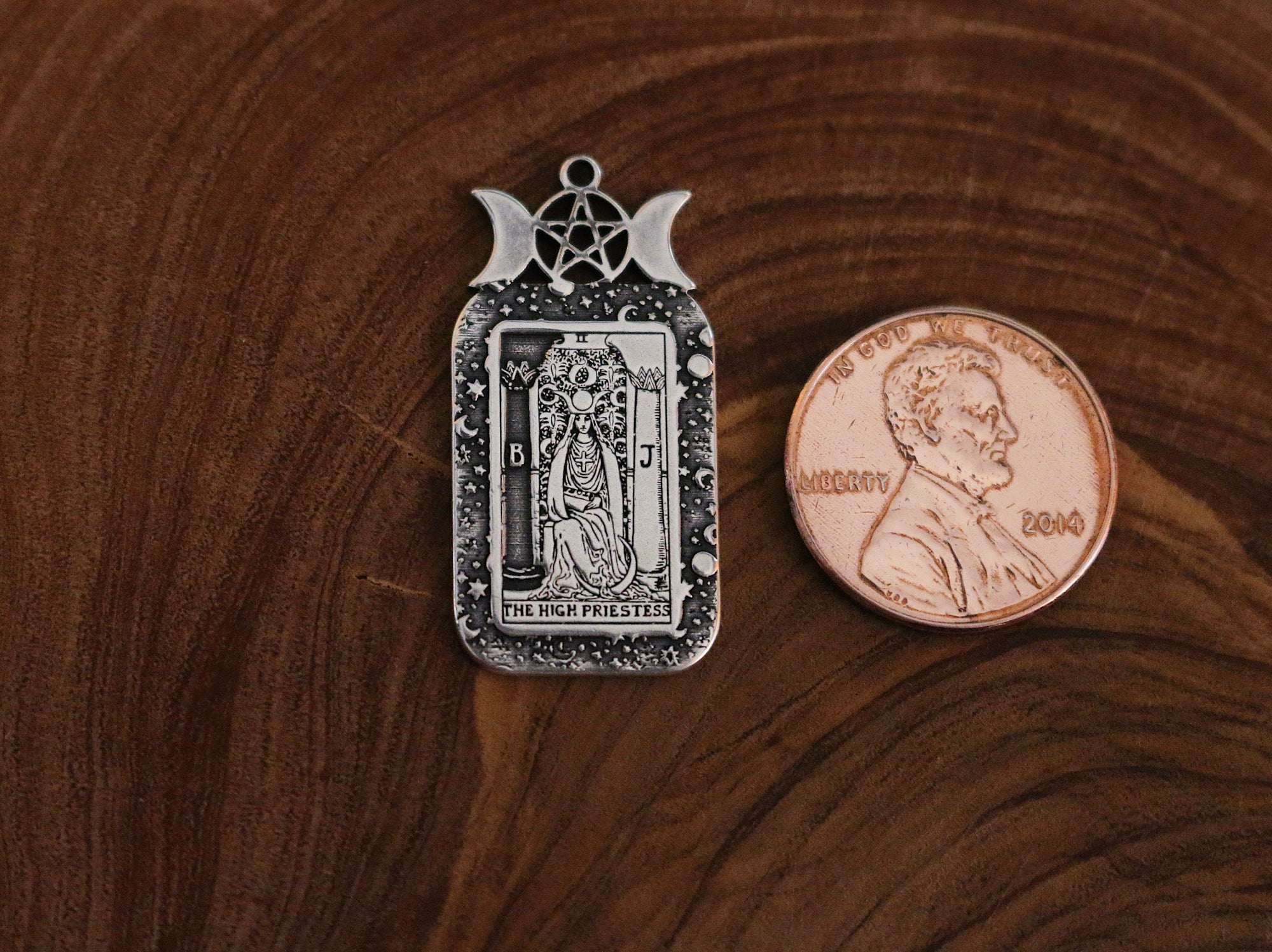 The Hierophant Tarot Card Necklace | Best Friend Birthday Gift | Tarot Card Necklace | Celestial Triple Moon Goddess Jewelry | Witch Jewelry