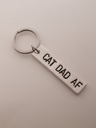 Cat Dad AF Hand Stamped Keychain | Cat Dad Jewelry | Cat Dad Gift | Father's Day Gift for Cat Dad | Father's Day Keychain | Cat Lover Gift