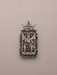 The Devil Tarot Card Necklace | Best Friend Birthday Gift | Tarot Card Necklace | Celestial Triple Moon Goddess Jewelry | Witch Necklace