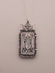 The Hierophant Tarot Card Necklace | Best Friend Birthday Gift | Tarot Card Necklace | Celestial Triple Moon Goddess Jewelry | Witch Jewelry