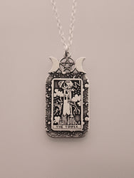 The Tower Tarot Card Necklace | Best Friend Birthday Gift | Tarot Card Necklace | Celestial Triple Moon Goddess Jewelry | Witch Necklace